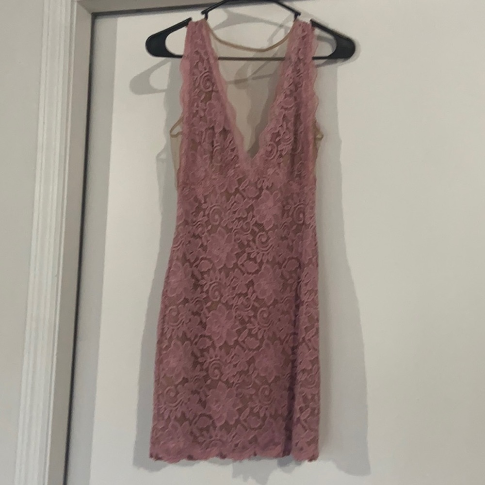 pink lace bebe dress